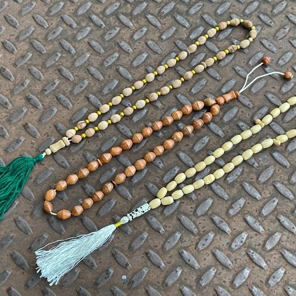 Tasbeeh Lot of 3 Prayer Beads Muslim Tasbeh Real Wood Handmade Beads - Picture 6 of 9